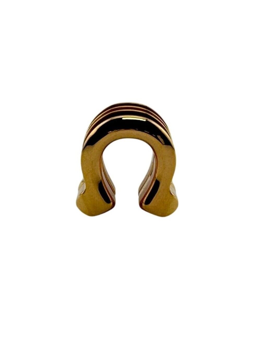 Hermes Joquette Earrings Ear Calfskin Gold Black